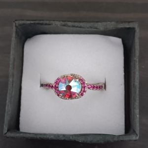 Beautiful Rasberry Red Crystal Ring (Size 6)